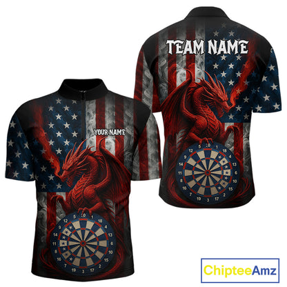 Personalized Smoke US Flag Dartboard Patriotic Dart Jerseys For Men , Dart Team Shirt NYN1097