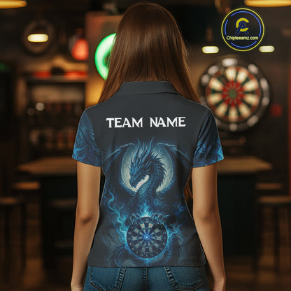 Custom Black And Blue Smoke Dragon Dartboard Dart Shirt For Women Outfits Dart Jerseys NYN1087