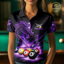 Load image into Gallery viewer, Purple Funny Dragon Thunder Ball Pool Billiard Team Shirt For Women Custom Billiards Ball Attire NYN2700