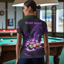 Load image into Gallery viewer, Purple Funny Dragon Thunder Ball Pool Billiard Team Shirt For Women Custom Billiards Ball Attire NYN2700