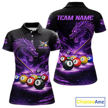 Load image into Gallery viewer, Purple Funny Dragon Thunder Ball Pool Billiard Team Shirt For Women Custom Billiards Ball Attire NYN2700