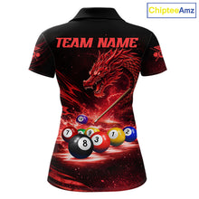 Load image into Gallery viewer, Red Funny Dragon Thunder Ball Pool Billiard Team Shirt For Women Custom Billiards Ball Attire NYN2701