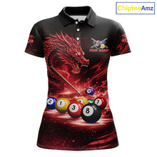 Load image into Gallery viewer, Red Funny Dragon Thunder Ball Pool Billiard Team Shirt For Women Custom Billiards Ball Attire NYN2701