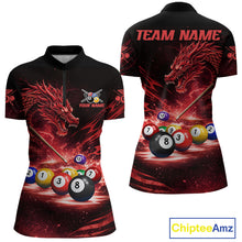 Load image into Gallery viewer, Red Funny Dragon Thunder Ball Pool Billiard Team Shirt For Women Custom Billiards Ball Attire NYN2701