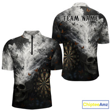 Load image into Gallery viewer, Personalized Pink Holographic Shark Men Darts 1/4-Zip League Shirts Funny Grunge Dart Jerseys NYN2707