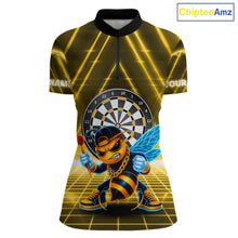 Load image into Gallery viewer, Lightning Yellow Neon Electric Funny Bee Women Dart 1/4-Zip Shirt Custom Team Name For Darters NYN2710