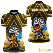 Load image into Gallery viewer, Lightning Yellow Neon Electric Funny Bee Women Dart 1/4-Zip Shirt Custom Team Name For Darters NYN2710