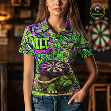 Load image into Gallery viewer, Personalized Funny Dart Shirt Dartboard Turtle Polo Quarter Zip Shirt Custom Team Shirt For Women NYN2859
