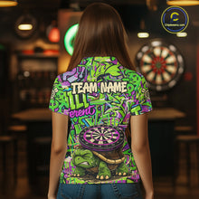 Load image into Gallery viewer, Personalized Funny Dart Shirt Dartboard Turtle Polo Quarter Zip Shirt Custom Team Shirt For Women NYN2859