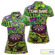 Load image into Gallery viewer, Personalized Funny Dart Shirt Dartboard Turtle Polo Quarter Zip Shirt Custom Team Shirt For Women NYN2859