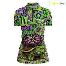 Load image into Gallery viewer, Personalized Funny Dart Shirt Dartboard Turtle Polo Quarter Zip Shirt Custom Team Shirt For Women NYN2859