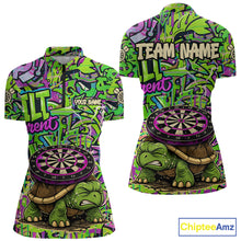 Load image into Gallery viewer, Personalized Funny Dart Shirt Dartboard Turtle Polo Quarter Zip Shirt Custom Team Shirt For Women NYN2859