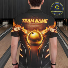 Load image into Gallery viewer, Custom Fire Flame Bowling Jerseys For Men, Personalized Bowling Pin &amp; Ball Team Shirts | Yellow NYN3069