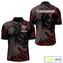 Load image into Gallery viewer, Men's Custom Darts Team Shirts With Crimson Lightning And Stealth Lion NYN0293