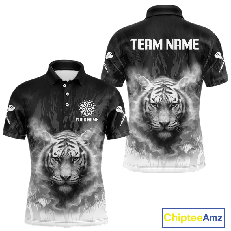 Men's Custom Darts Shirt With Pale Smoke Tiger Grunnge Pattern Dartboard NYN0296