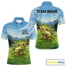 Load image into Gallery viewer, Funny Crocodile Golf Course Golf Polo Shirts For Men Personalized Team Name Golf Attire NYN3250