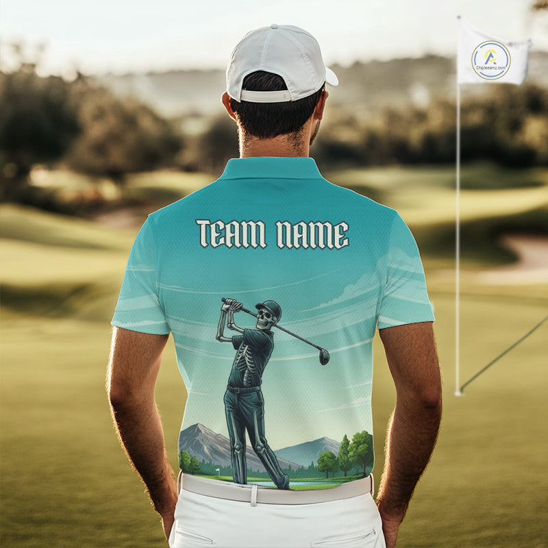 Funny Skeleton Golf Course Golf Polo Shirts For Men Personalized Team Name Golf Clothes NYN3252