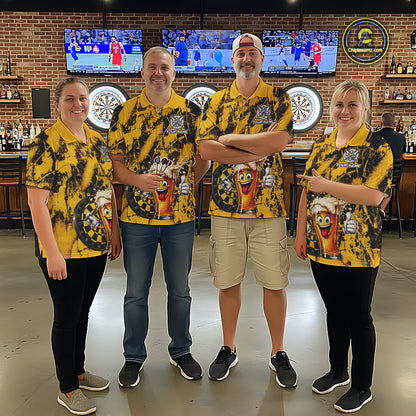 Yellow Grunge Funy Beer Darts Polo & 1/4 Zip For Men Personalized Grunge Dart Team Shirts NYN3241