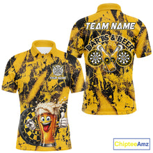Load image into Gallery viewer, Yellow Grunge Funy Beer Darts Polo &amp; 1/4 Zip For Men Personalized Grunge Dart Team Shirts NYN3241