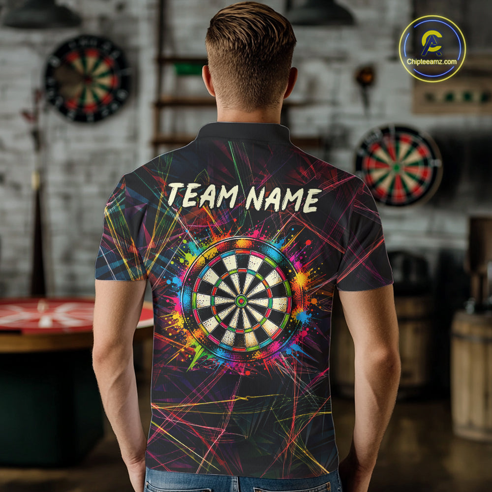 Splatter Paint Dartboard & Arrow Mens Darts Shirt Personalized Colorful Team Darts Jersey NYN3244