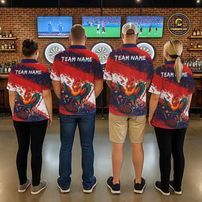 Red, White And Blue Funny Rooster Women Darts Shirt Personalized Grunge Team Darts Jersey NYN3245