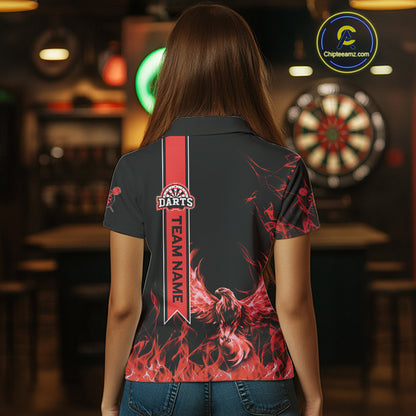 Custom Red Flames Eagle Dart Shirts For Women Eagle Dart Team Jerseys Personalized NYN1109