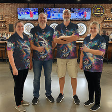 Load image into Gallery viewer, Personalized Multi-Color Splatter Funny Shark Women Darts Quarter-Zip League Shirts Dart Jerseys NYN2217