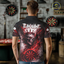 Load image into Gallery viewer, Red Crown Skull Fire Flame Dartboard Men Darts Polo Shirt Custom Grunge Dart Team Jerseys NYN2514