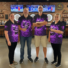 Load image into Gallery viewer, Purple Skulls Fire Flame Dartboard Darts Quarter-zip Shirt For Women Personalized Dart Team Jerseys NYN2517