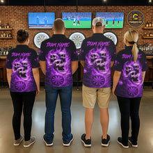 Load image into Gallery viewer, Purple Skulls Fire Flame Dartboard Darts Quarter-zip Shirt For Women Personalized Dart Team Jerseys NYN2517