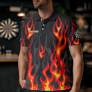 Personalized Skull Firefighter In Flame Custom Darts Shirt For Men, Dart Team Shirts NYN0003