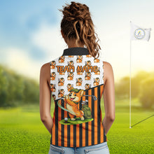 Load image into Gallery viewer, Funny Mens Cute Dog Pattern Golf Sleeveless Polo Shirt Custom Orange Golfing Dog Golf Clothes Attire NYN2874