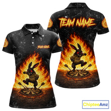 Load image into Gallery viewer, Crazy Rabbit Dartboard Fire Flame Darts Shirt For Women Custom Name &amp; Team Grunge Dart Outfits Jerseys NYN3080