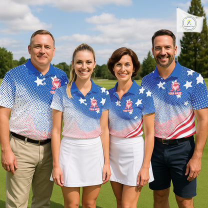 Red, Blue And White American Flag Golf Polo Shirts For Men Custom Patriot Golf Team Tournament NYN3255