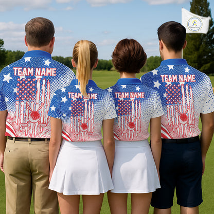 Red, Blue And White American Flag Golf Polo Shirts For Men Custom Patriot Golf Team Tournament NYN3255
