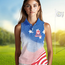 Load image into Gallery viewer, Red, Blue And White American Flag Golf Sleeveless Polo Shirts For Women Custom Patriot Golf Team Tournament NYN3255