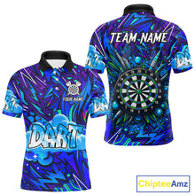 Load image into Gallery viewer, Comic Blast Dartboard Custom Blue Darts Shirt For Men - Name &amp; Team For Players NYN0570