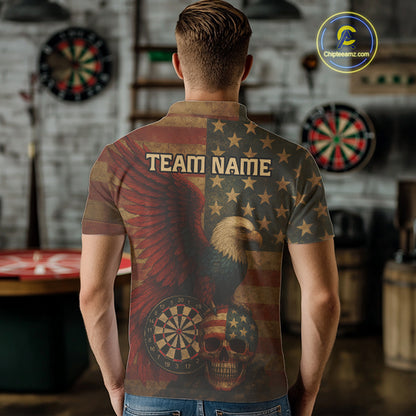 Custom Darts Shirt For Men Retro US Flag Patriotic Dart Jerseys, Vintage Dart Shirts NYN1122