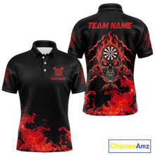 Load image into Gallery viewer, Custom Red Flames Skull Dart Arrow Dart Men Polo Jerseys Flame Dart Team Shirt NYN1707