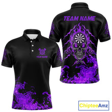 Load image into Gallery viewer, Custom Purple Flames Skull Dart Arrow Dart Men Polo Jerseys Flame Dart Team Shirt NYN1708
