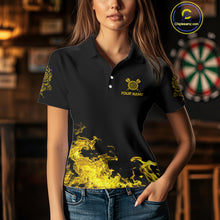 Load image into Gallery viewer, Custom Yellow Flames Skull Dart Arrow Women Men Polo Jerseys Flame Dart Team Shirt NYN1709