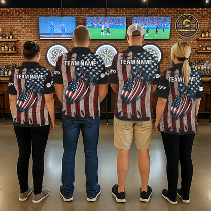 US Flag Dart Arrow & Dartboard Darts Polo Shirt For Men Custom Patriotic Dart Team Jerseys NYN2523