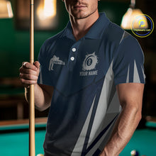 Load image into Gallery viewer, Personalized Dark Blue And Gray 8 Ball Billiard Pool Shirt For Men Custom Billiard Attire Team Jersey NYN3084