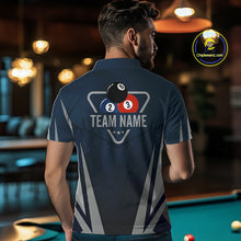 Load image into Gallery viewer, Personalized Dark Blue And Gray 8 Ball Billiard Pool Shirt For Men Custom Billiard Attire Team Jersey NYN3084