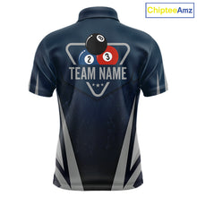 Load image into Gallery viewer, Personalized Dark Blue And Gray 8 Ball Billiard Pool Shirt For Men Custom Billiard Attire Team Jersey NYN3084