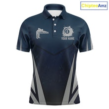 Load image into Gallery viewer, Personalized Dark Blue And Gray 8 Ball Billiard Pool Shirt For Men Custom Billiard Attire Team Jersey NYN3084