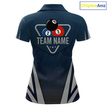 Load image into Gallery viewer, Personalized Dark Blue And Gray 8 Ball Billiard Pool Shirt For Women Custom Billiard Attire Team Jersey NYN3084