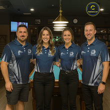 Load image into Gallery viewer, Personalized Dark Blue And Gray 8 Ball Billiard Pool Shirt For Men Custom Billiard Attire Team Jersey NYN3084
