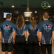 Load image into Gallery viewer, Personalized Dark Blue And Gray 8 Ball Billiard Pool Shirt For Men Custom Billiard Attire Team Jersey NYN3084