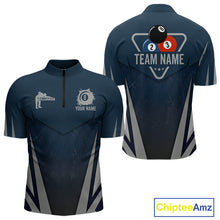 Load image into Gallery viewer, Personalized Dark Blue And Gray 8 Ball Billiard Pool Shirt For Men Custom Billiard Attire Team Jersey NYN3084